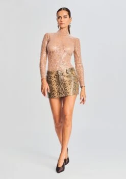 Jessa Sequin Bodysuit -LUCY Clothing Shop Ecommerce Crop 20230815 Jessa Top Nora Coat Tannin 982 ECOMM