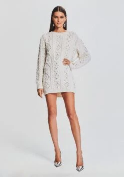 Maple Embellished Sweater Dress -LUCY Clothing Shop Ecommerce Crop 23 09 21 MAPLETOP EVIAHAT IVORY 2149 ECOMM