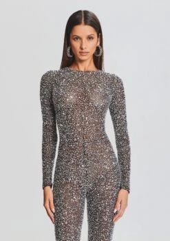 Marcel Sequin Jumpsuit -LUCY Clothing Shop Ecommerce Crop 23 09 21 MARCELJUMPSUIT BLACKSILVER 3147 ECOMM