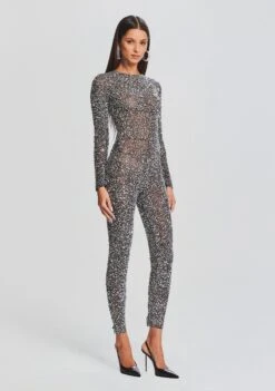Marcel Sequin Jumpsuit -LUCY Clothing Shop Ecommerce Crop 23 09 21 MARCELJUMPSUIT BLACKSILVER 3177 ECOMM
