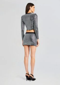 Delta Embellished Knit Skirt -LUCY Clothing Shop Ecommerce Crop 23 10 25 AEROJACKET DELTASKIRT BLACKSILVER 2479 ECOMM aa148211 089e 4ff5 83fa e28463326486