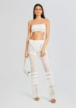 Kyla Knit Crochet Pant -LUCY Clothing Shop Ecommerce Crop 23 10 25 ALAIACARDIGAN KYLAPANT LUIZTOP IRIDESCENTWHITE 382 ECOMM