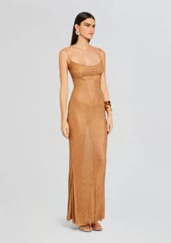 Shilo Embellished Silk Dress -LUCY Clothing Shop Ecommerce Crop 23 12 18 SHILODRESS TANNIN 2465 ECOMM