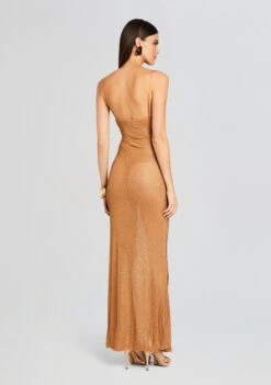 Shilo Embellished Silk Dress -LUCY Clothing Shop Ecommerce Crop 23 12 18 SHILODRESS TANNIN 2469 ECOMM