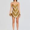 Inessa Feather Sequin Dress -LUCY Clothing Shop Ecommerce Crop 24 01 10 INESSADRESS GOLDWHITE 0179 ECOMM