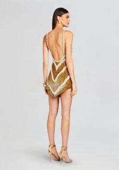 Inessa Feather Sequin Dress -LUCY Clothing Shop Ecommerce Crop 24 01 10 INESSADRESS GOLDWHITE 0196 ECOMM