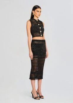 Delma Knit Crochet Top -LUCY Clothing Shop Ecommerce Crop 24 01 11 DELVATOP METALLICBLACKGOLD 0241 ECOMM