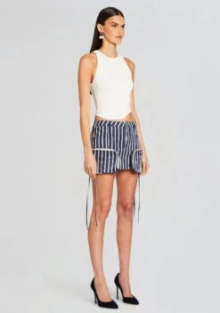 Aqua Tank -LUCY Clothing Shop Ecommerce Crop 24 01 11 EUDORATOP WHITE FINNCARGOSKIRT NAVYSTRIPE 0964 ECOMM