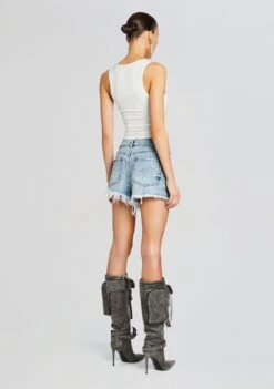 Angel Embellished Denim Short -LUCY Clothing Shop Ecommerce Crop 24 02 15 REBELJACKET ANGELSHORT TANGIERSILVER 092 ECOMM b8ef74e3 f061 40ac 83b3 12fe4d910b24