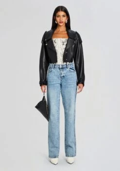 Leonie Leather Top -LUCY Clothing Shop Ecommerce Crop 24 02 16 LEONIETOP NEUTRALSNAKE FLORAPANT TANGIER 1904 ECOMM