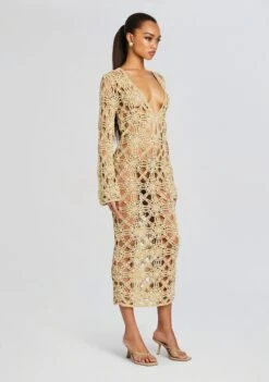 Yesly Knit Crochet Dress -LUCY Clothing Shop Ecommerce Crop 24 02 16 YESLEYDRESS METALLICGOLD 076 ECOMM