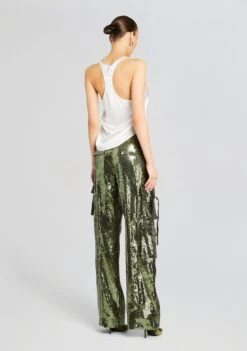 André Cargo Sequin Pant -LUCY Clothing Shop Ecommerce Crop 24 02 29 ANDREPANT MILITARYGREENSEQUIN 1005 ECOMM