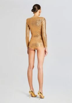 Tru Embellished Knit Short -LUCY Clothing Shop Ecommerce Crop 24 02 29 MALIJACKET TRUSHORTS GOLDMETALLICNUDE 1436 ECOMM