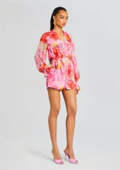 Rosa Romper -LUCY Clothing Shop Ecommerce Crop 24 02 29 ROSA973ROMPERWBELT PINKFLORAL 1047 ECOMM