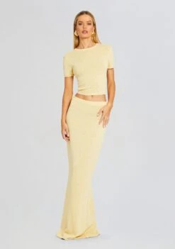 Clare Knit Baby Tee -LUCY Clothing Shop Ecommerce Crop 24 03 12 CLAREBABYTEE KORASKIRT BUTTER 1407 ECOMM