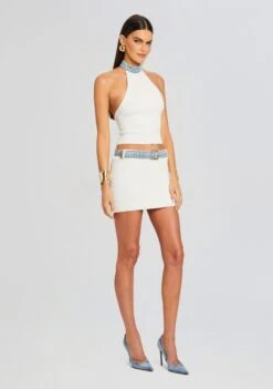 Cape Knit Denim Skirt -LUCY Clothing Shop Ecommerce Crop 24 03 13 CARATOP CAPESKIRT WHITECOASTLINE 0366 ECOMM