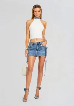 Sherona Denim Skirt -LUCY Clothing Shop Ecommerce Crop 24 03 13 SHERONASKIRT OASIS ALESSANDRASANDAL DENIM 1659 ECOMM