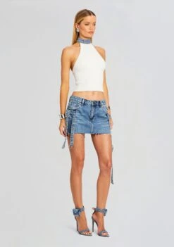 Sherona Denim Skirt -LUCY Clothing Shop Ecommerce Crop 24 03 13 SHERONASKIRT OASIS ALESSANDRASANDAL DENIM 1682 ECOMM