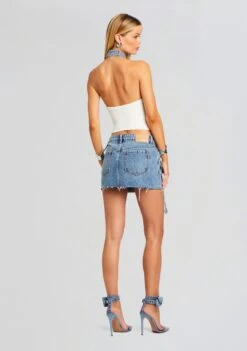 Sherona Denim Skirt -LUCY Clothing Shop Ecommerce Crop 24 03 13 SHERONASKIRT OASIS ALESSANDRASANDAL DENIM 1691 ECOMM