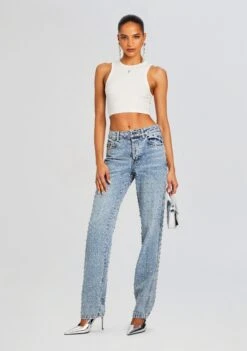 Vero Embellished Denim Pant -LUCY Clothing Shop Ecommerce Crop 24 03 27 CLEATANK WHITE VEROPANT TANGIER 1877 ECOMM