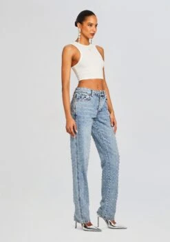 Vero Embellished Denim Pant -LUCY Clothing Shop Ecommerce Crop 24 03 27 CLEATANK WHITE VEROPANT TANGIER 1914 ECOMM