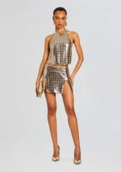 Kylo Embellished Top -LUCY Clothing Shop Ecommerce Crop 24 03 27 KYLOTOP TAMARSKIRT SILVERGOLD 2527 ECOMM