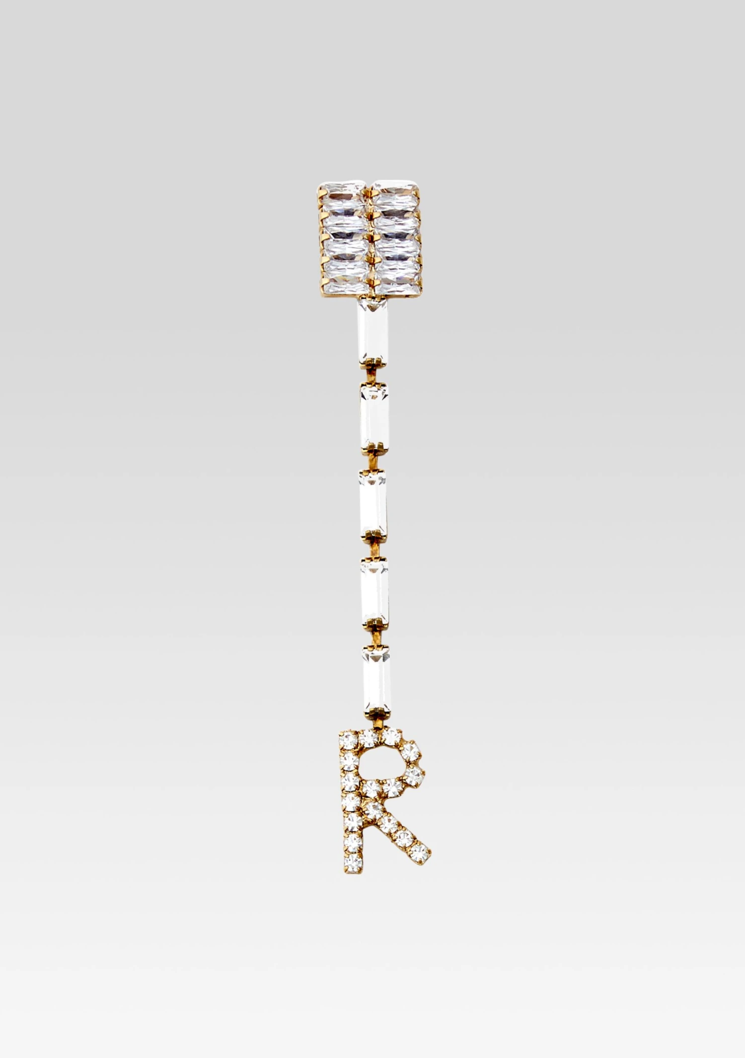 Lara Block Crystal Letter Drop Earring 3 Lara Block Crystal Letter Drop Earring